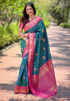 Soft Silk Saree With Rose Gold Motifs