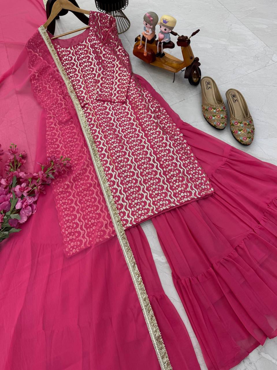 New Designer Party Top Pallazo & Dupatta Set👗