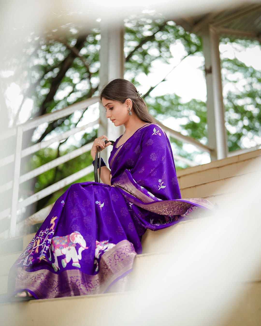 Heavy Purple Tussur Silk Saree