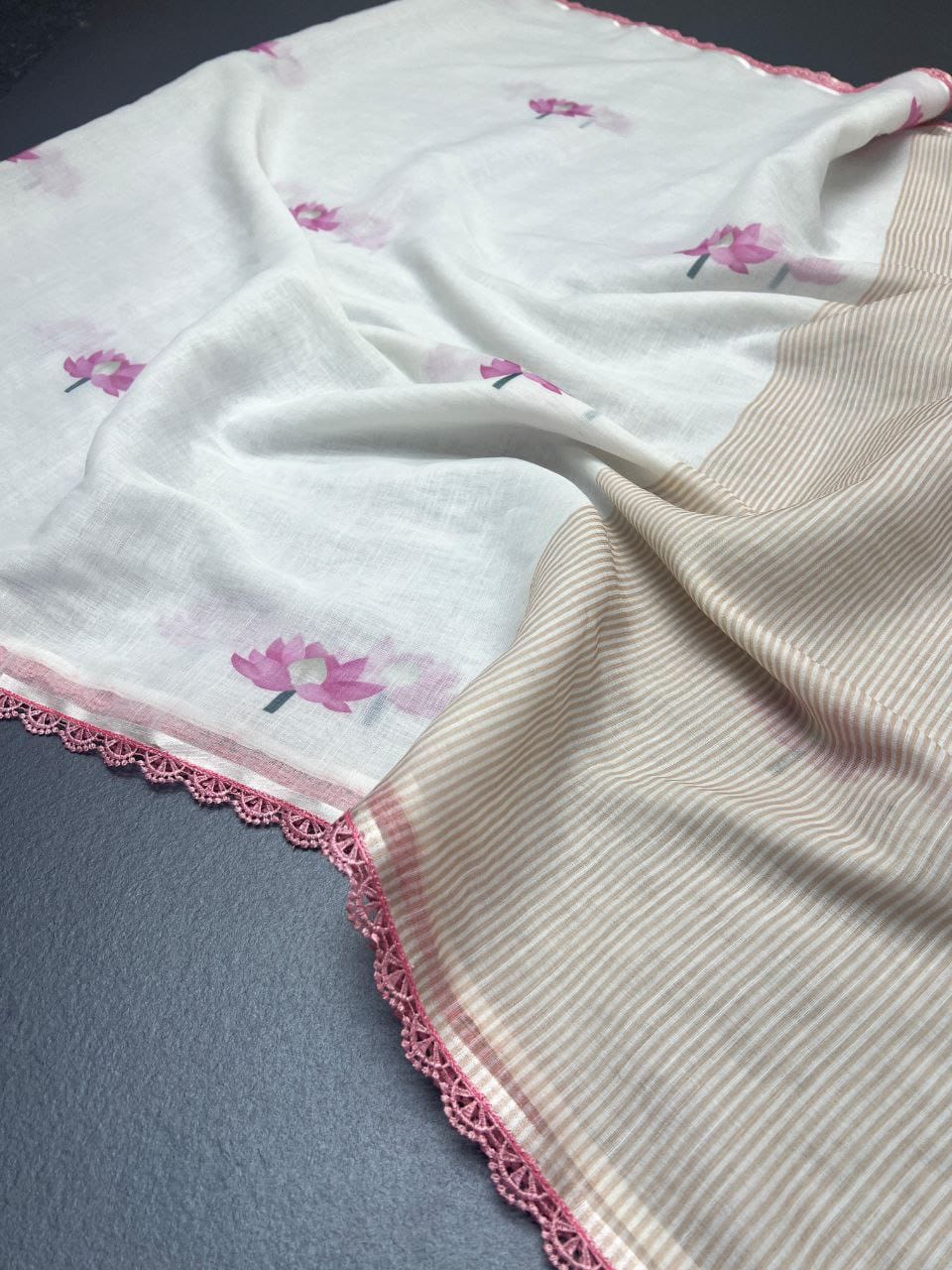 Plain Linen Saree