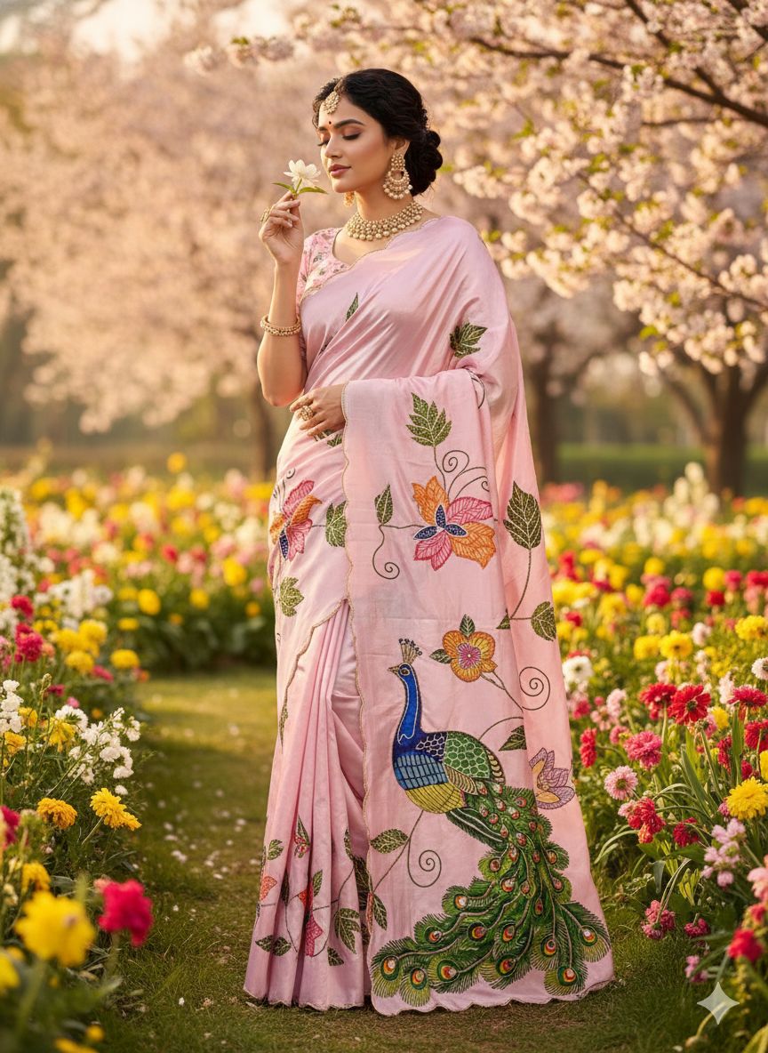 Handwork Elegance & Digital Print Saree