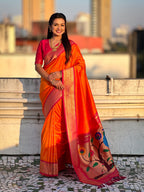 Paithani Saree With Gold Zari Small Motifs