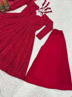 Anarkali Red Suit Plazzo Dupatta