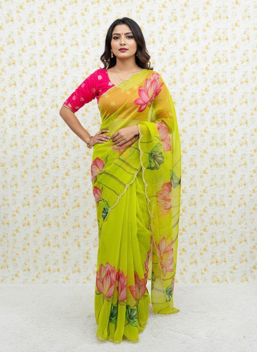 Soft Tabby Floral Print Saree