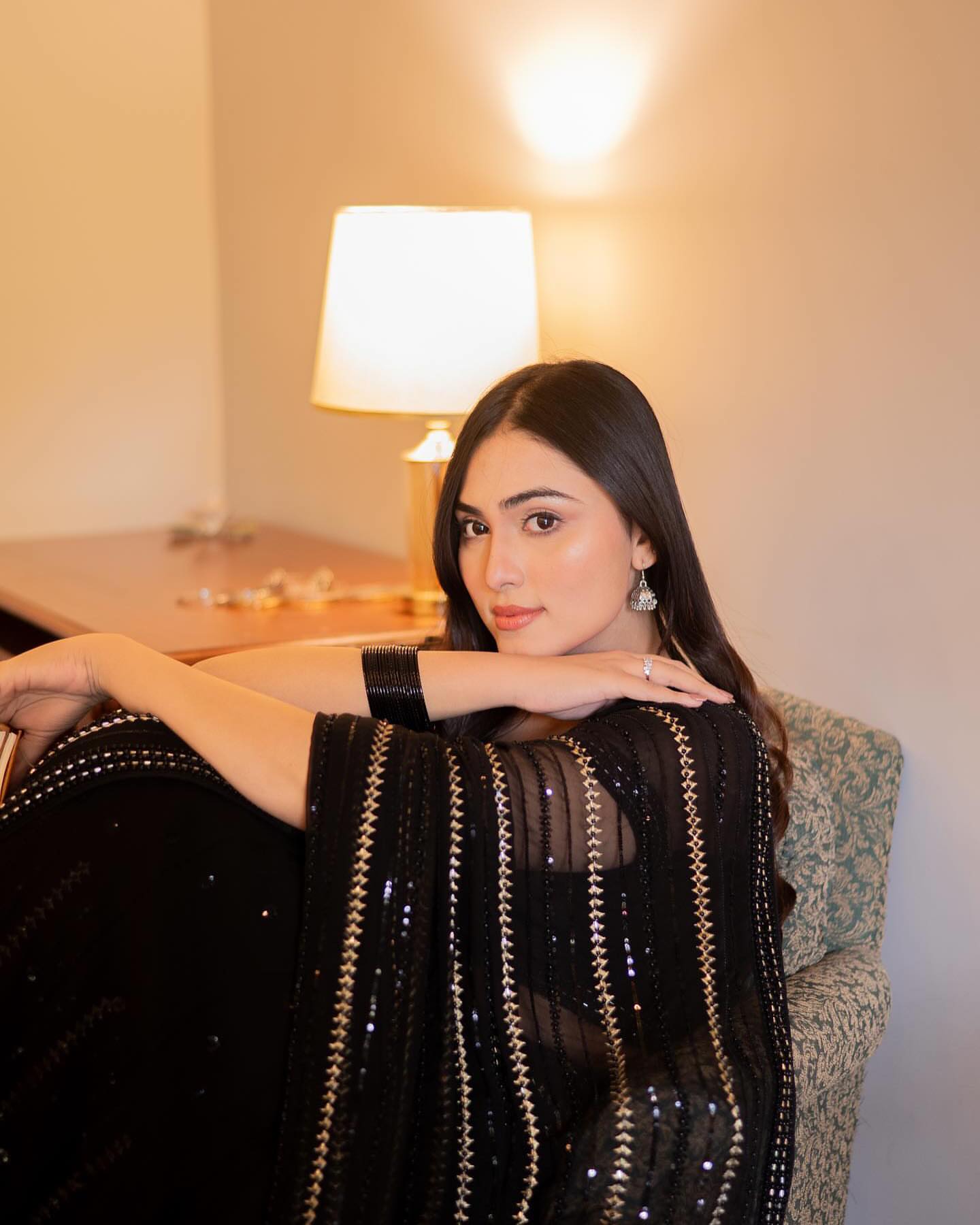 Georgette Sequence Work Black Saree