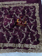 Beautiful Sequence Embroidery Work Saree
