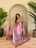 Dual tone silk sarees with all over zari weaves