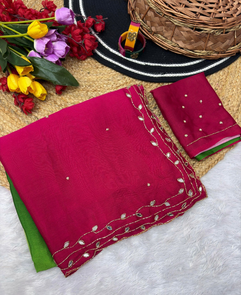 Pure Soft Chinon Peding 2d Saree