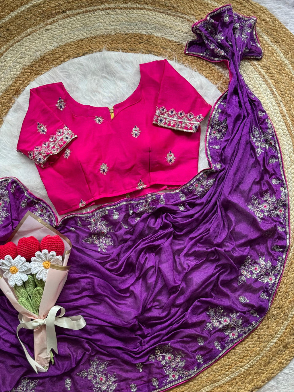 Soft Natural Viscose Chinnon Saree
