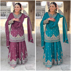 Party Wear Look Top-Plazzo And Dupatta