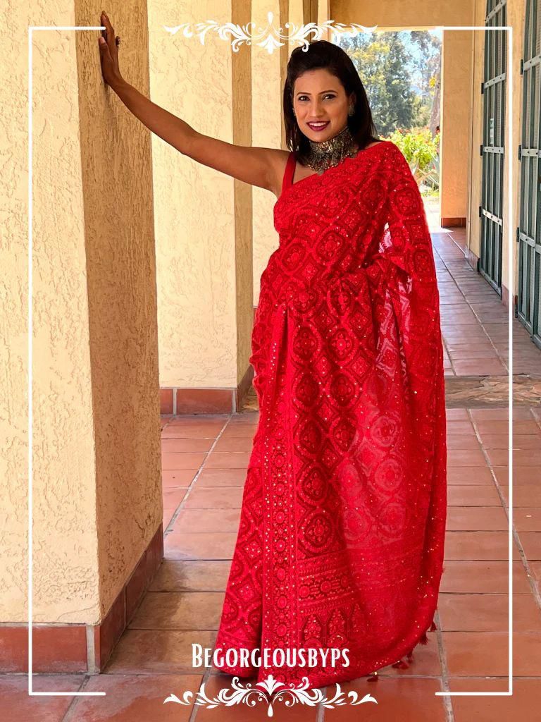 Faux Georgette fabric Saree