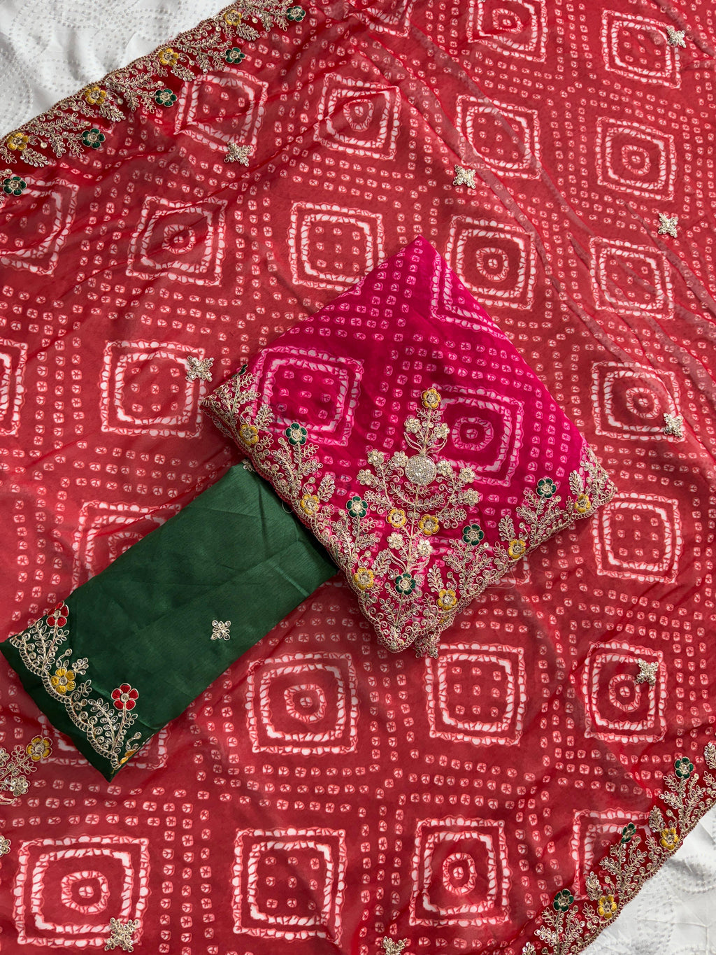 Wedding Wear Bandhej Georgette Saree
