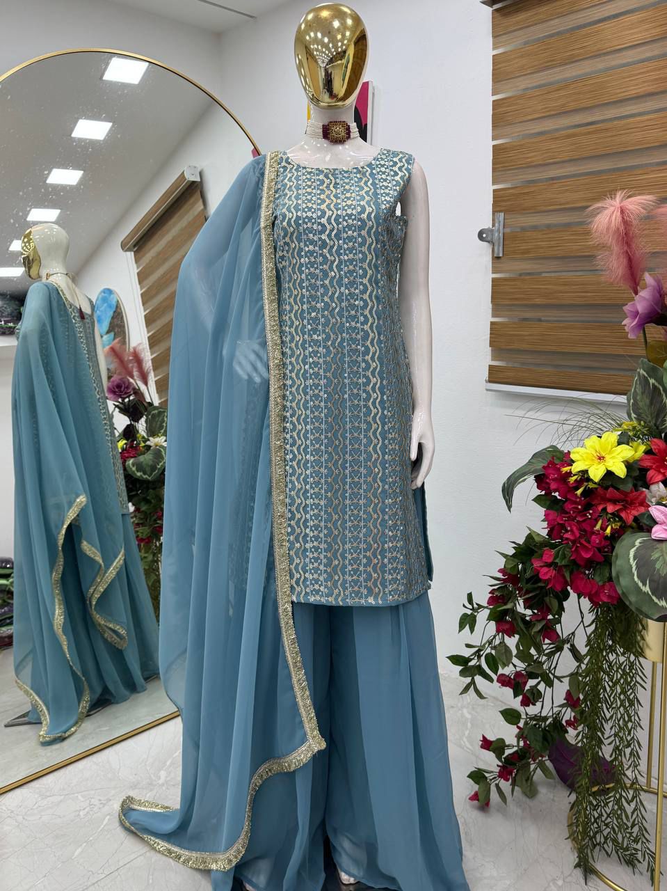 New Designer Party Top Pallazo & Dupatta Set👗