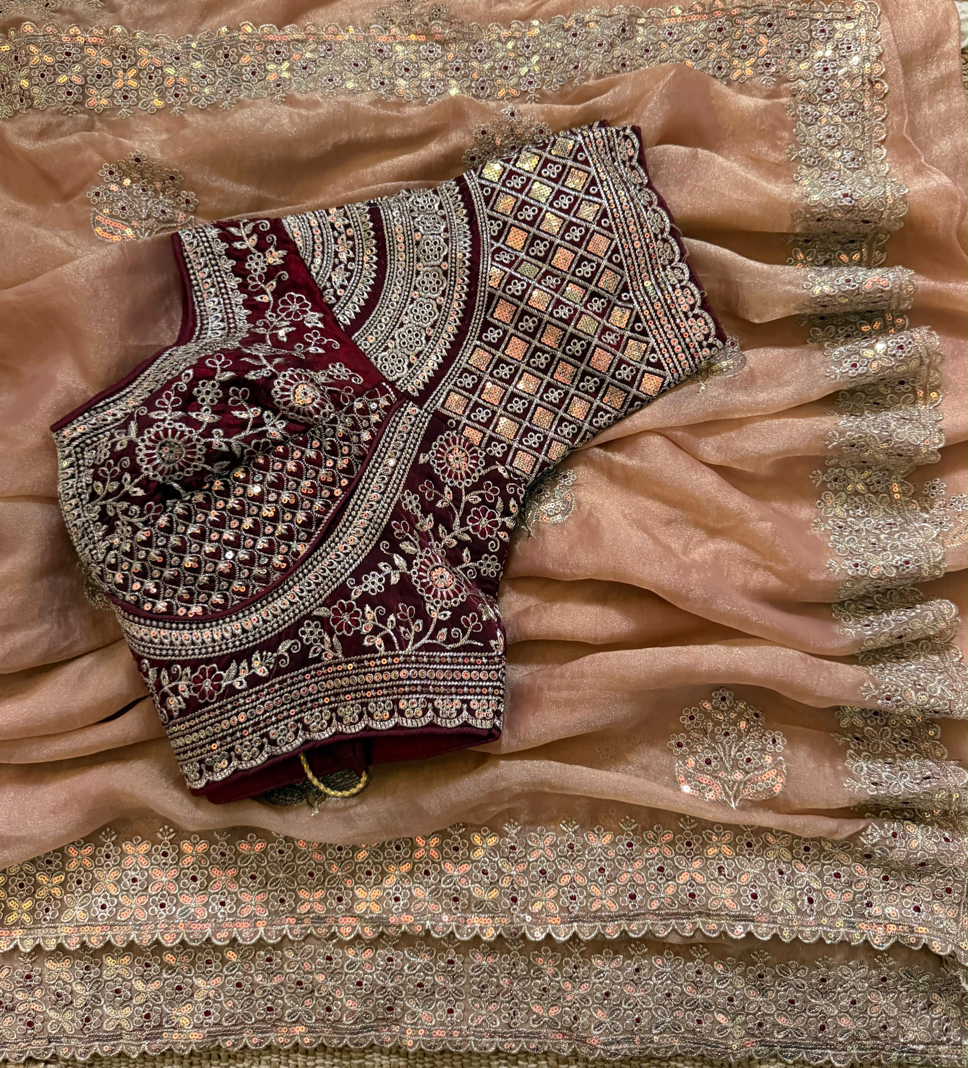 Sabyasachi Inspired Premium Moss Chiffon Saree