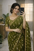 Nc Moss Satin Saree