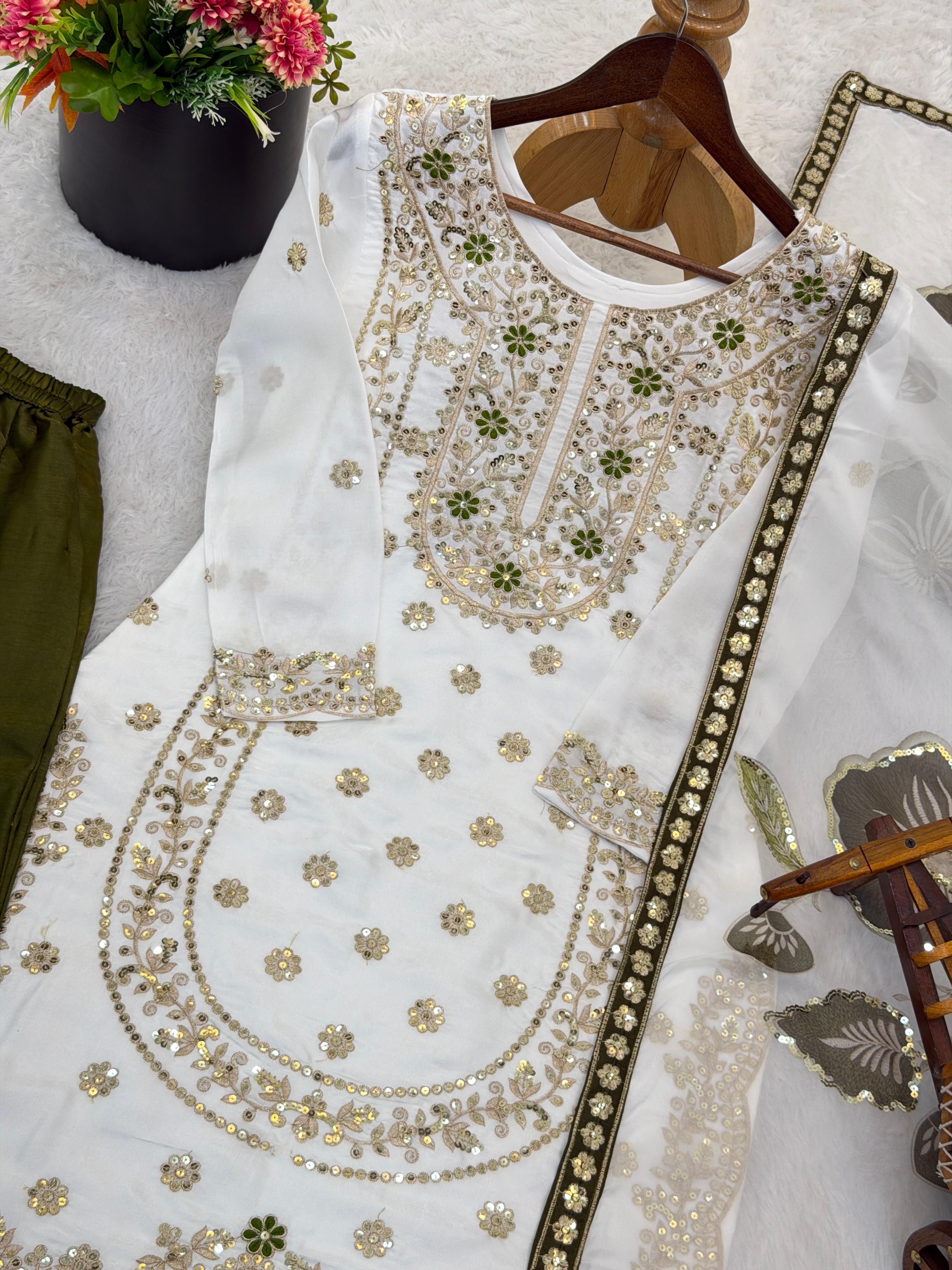 Sequence Top-Bottom And Dupatta Set