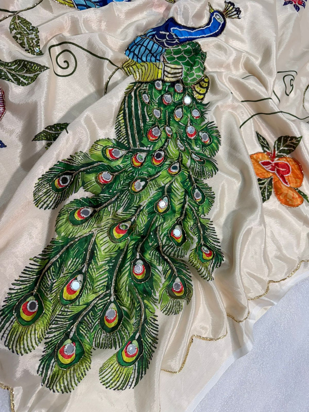 Handwork Elegance & Digital Print Saree