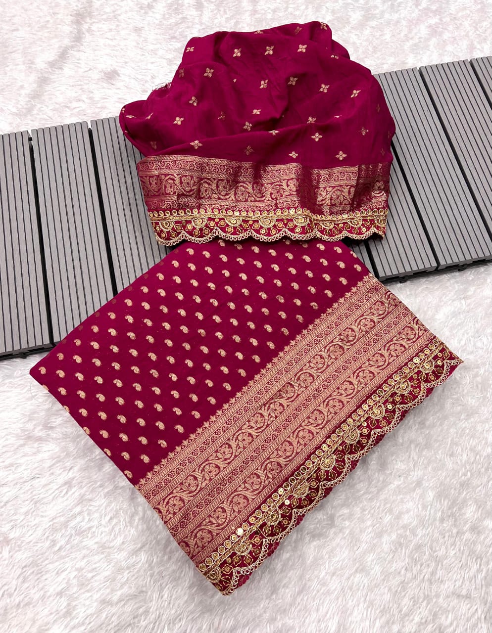 Pure Khaddi Georgette Designer Wedding Saree