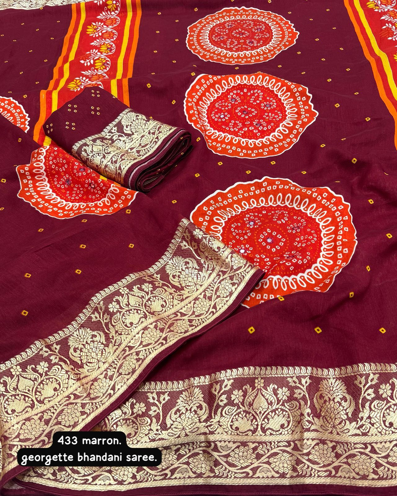 Soft Cotton Crape Saree With Bhandani Prints