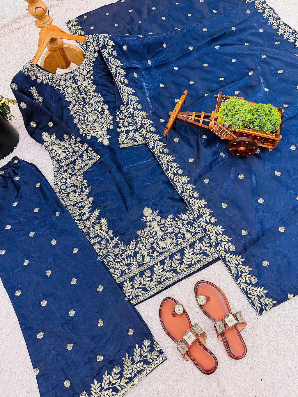 Pure GMY SILK With Heavy Embroidery Top & Plazzo