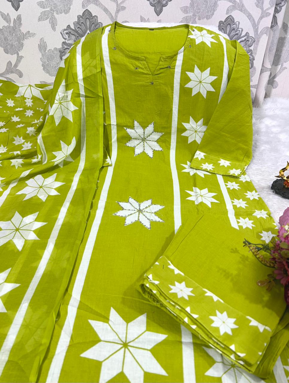 Kurti With Pent with Dupatta Set