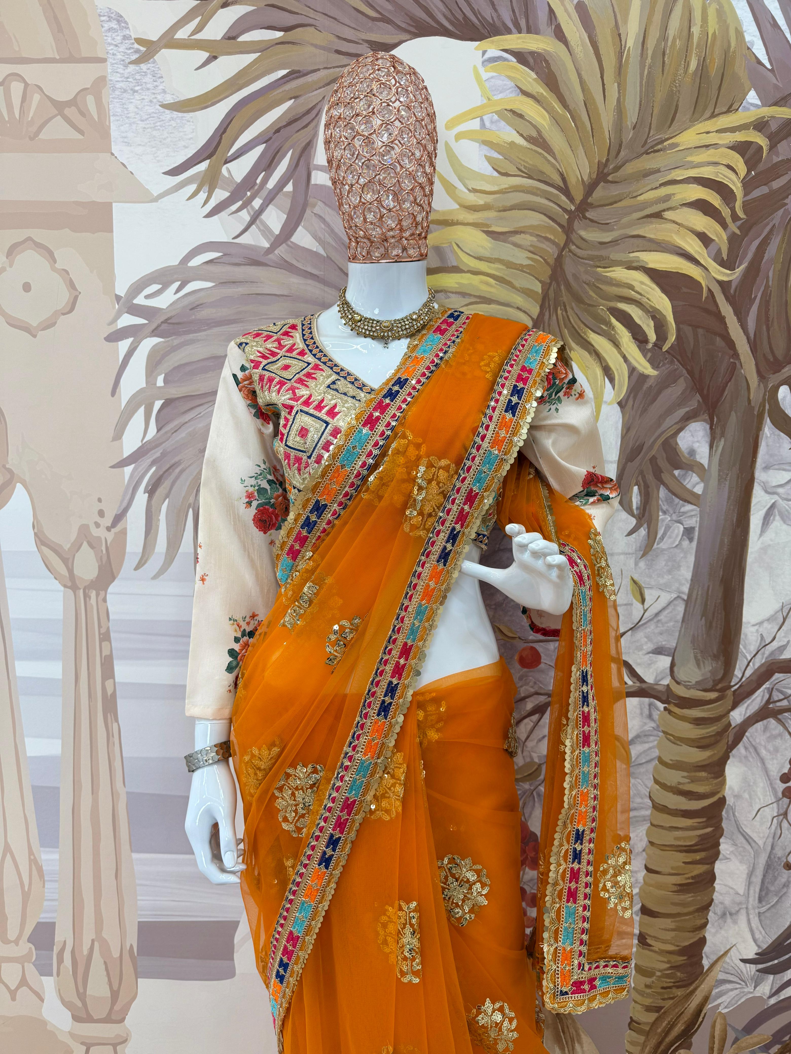 Butterfly Net Wedding Saree