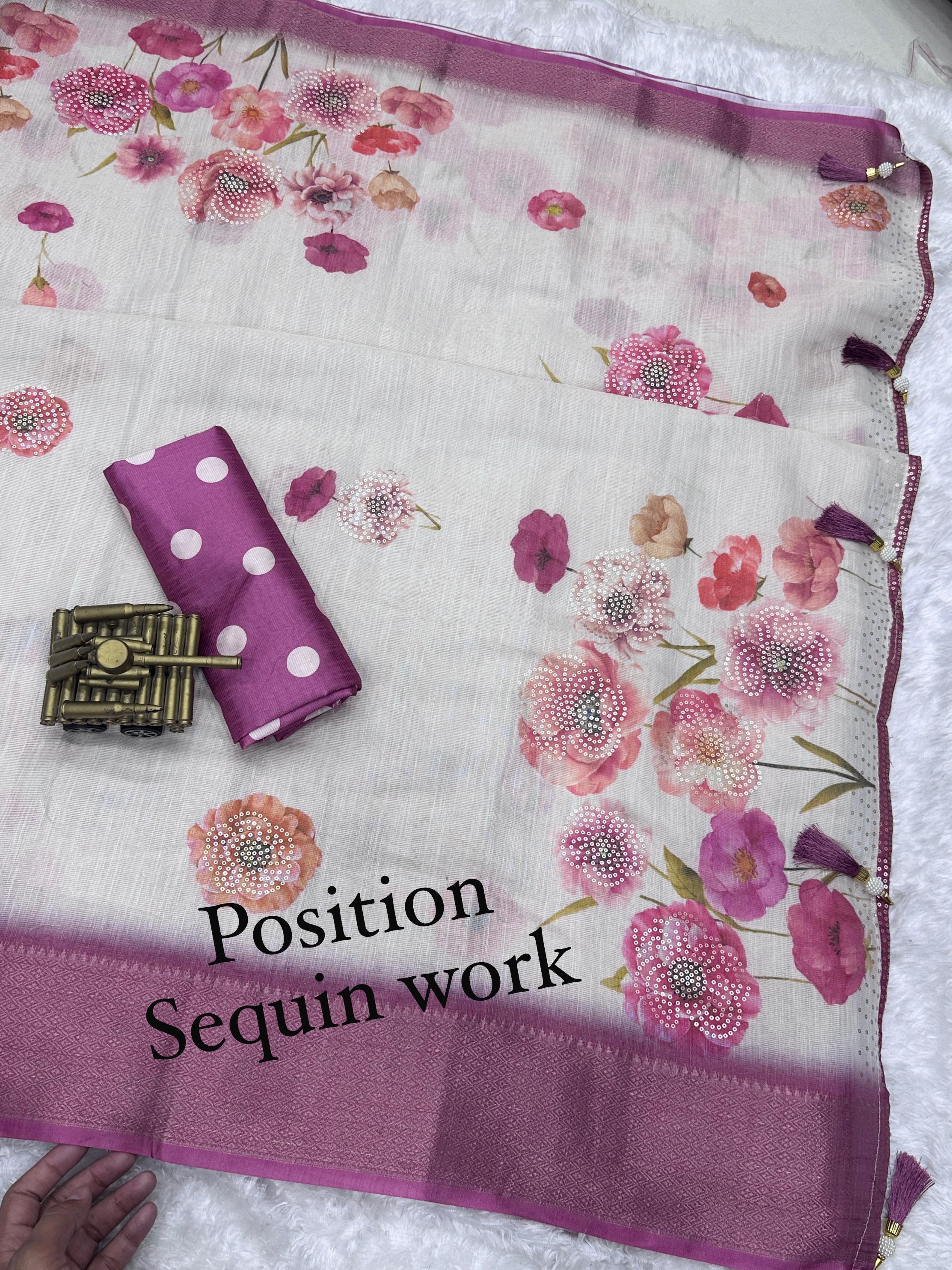 POSITION SEQUIN WORK SAREE