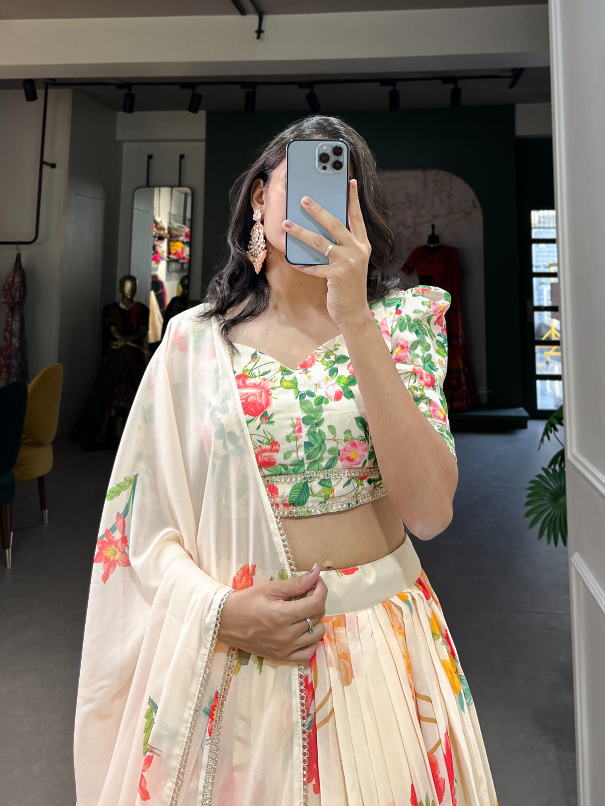 Floral Print Georgette Lehenga