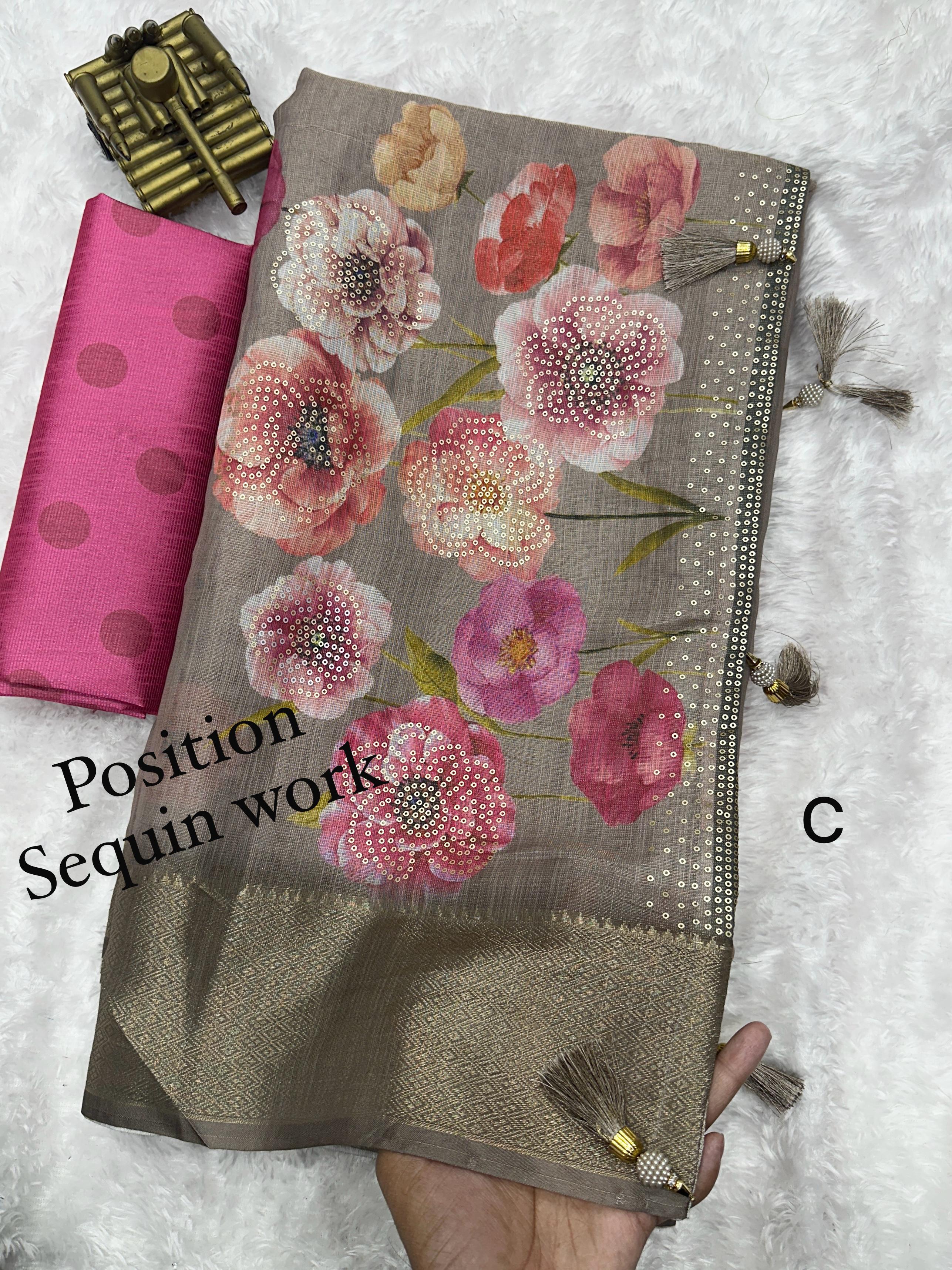 POSITION SEQUIN WORK SAREE
