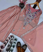 HEAVY NATURAL CREAP TOP SHARARA DUPATTA