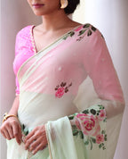 Georgette Green Saree