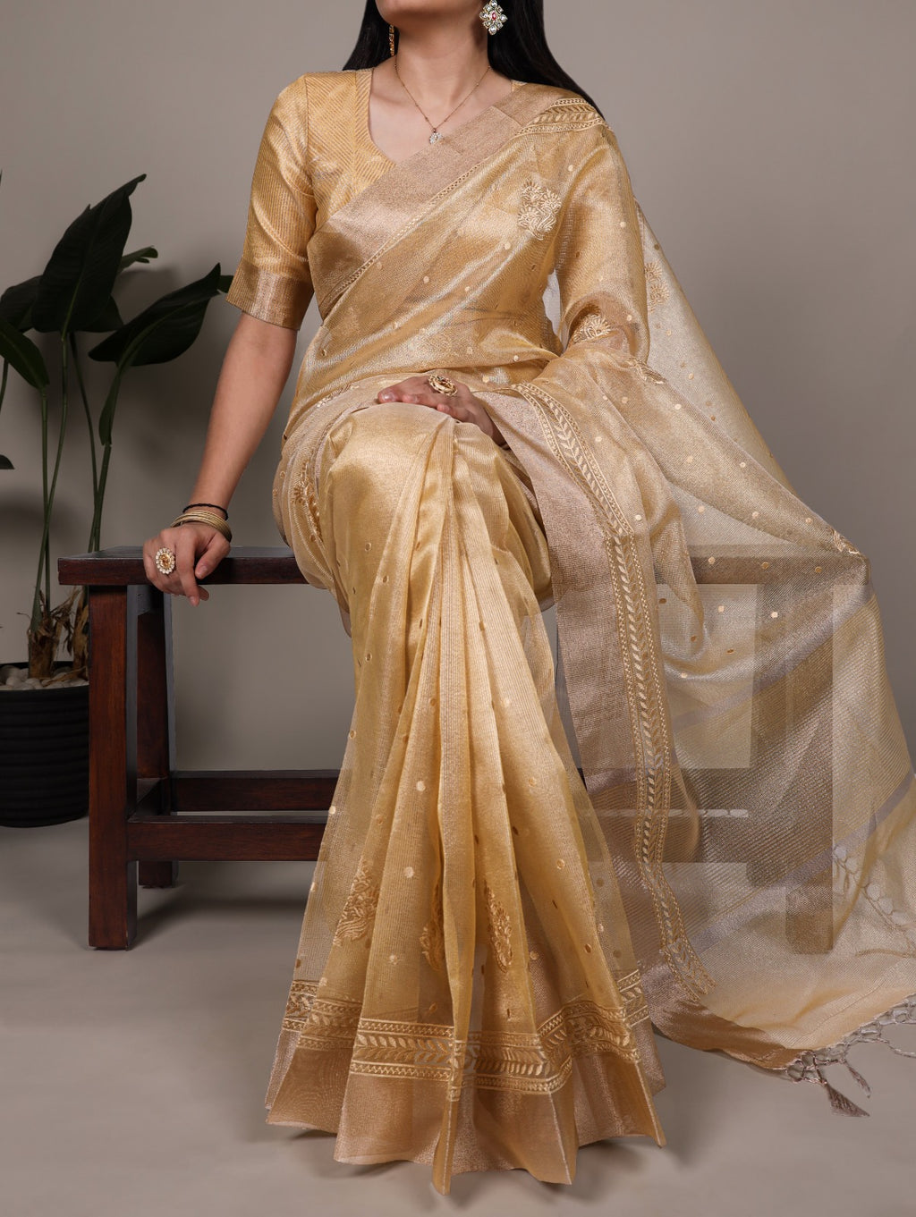 Elegance meets glamour — this poly shimmer saree.