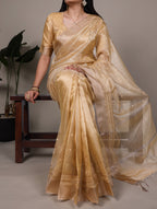 Elegance meets glamour — this poly shimmer saree.