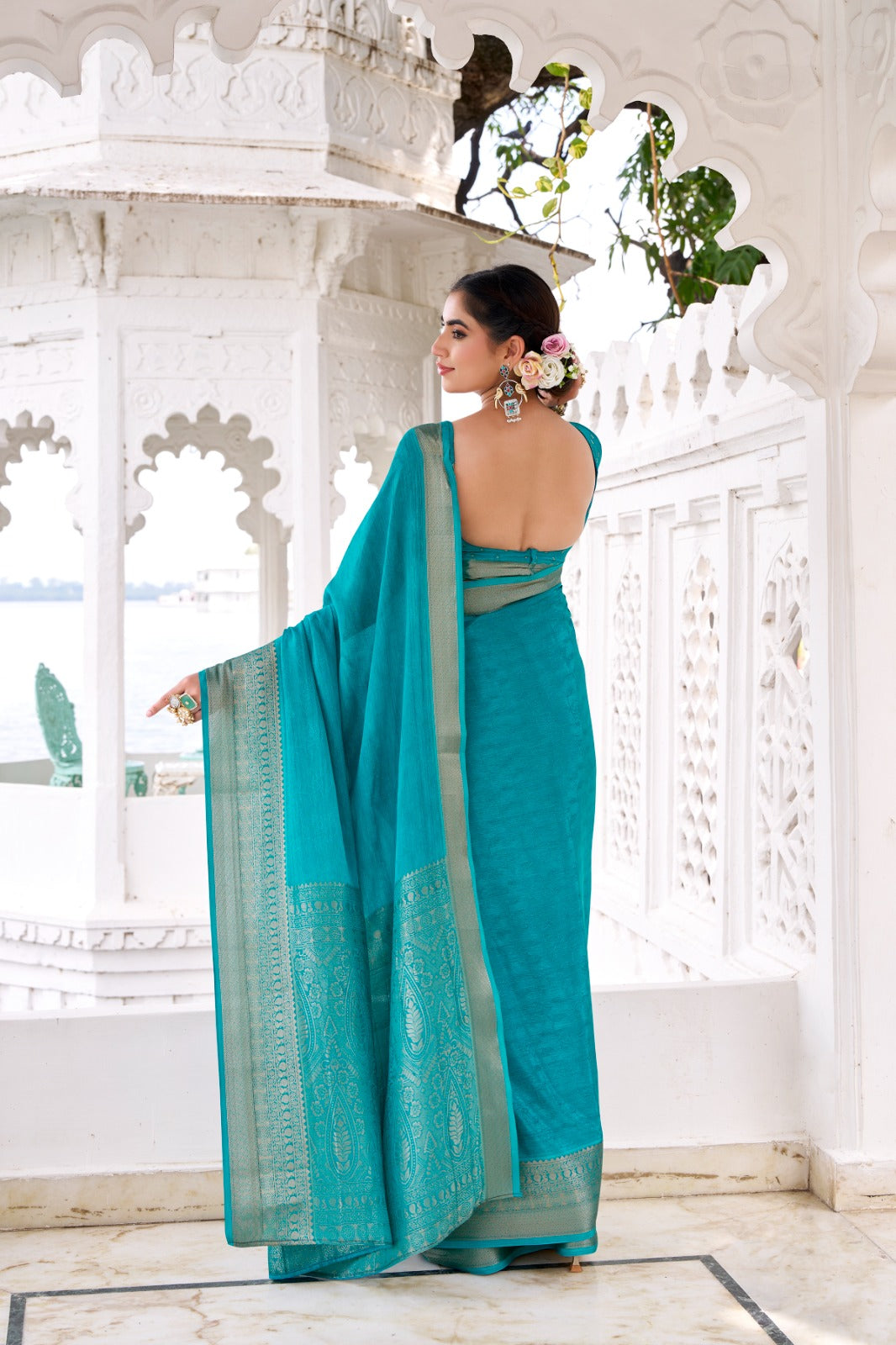 CHIFFON ZARI WEAVING SAREE