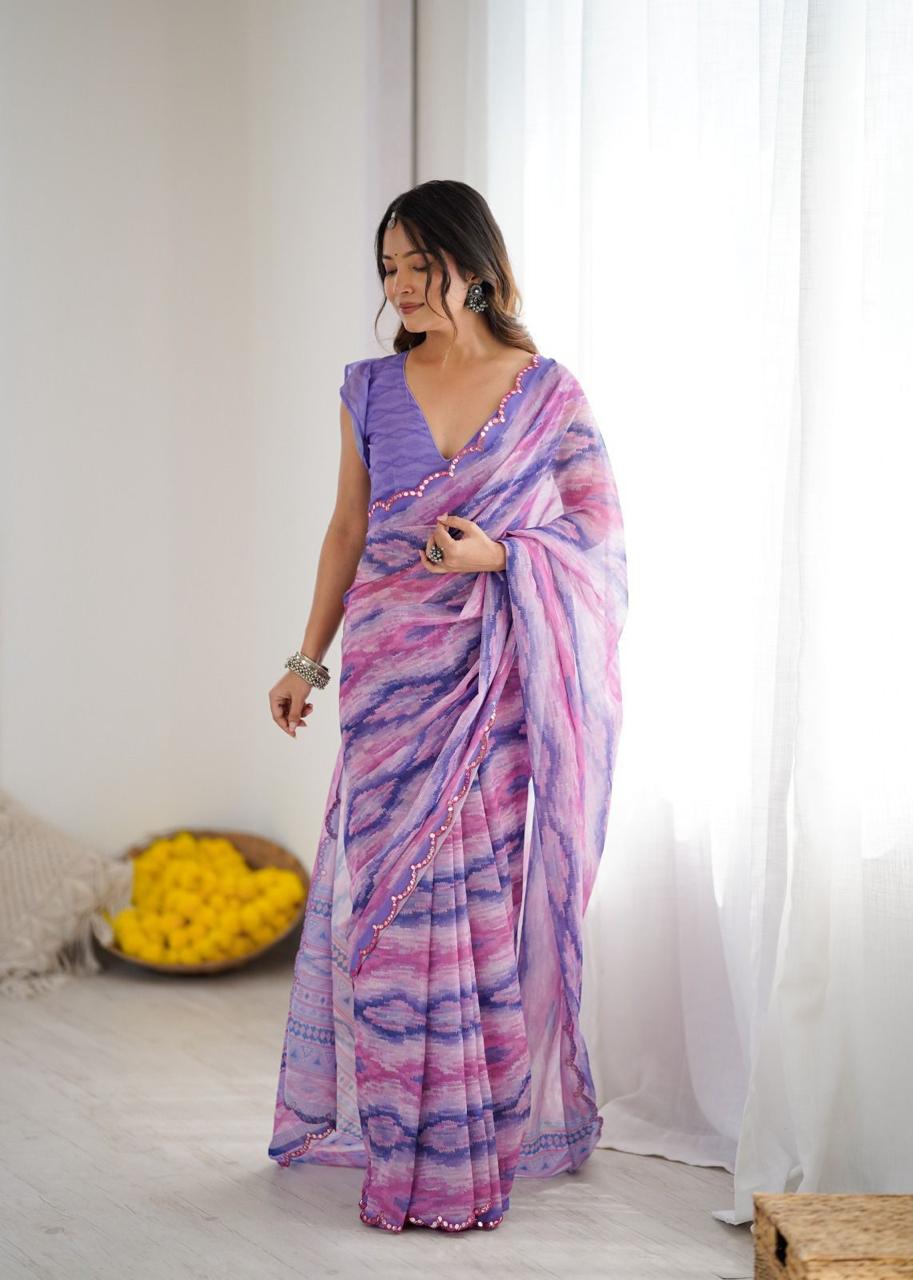 GORGETTE SILK DIGITAL PRINT SAREE