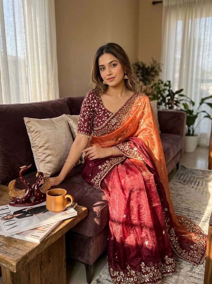 Shaded Color  Soft Frendy Chiffon Saree