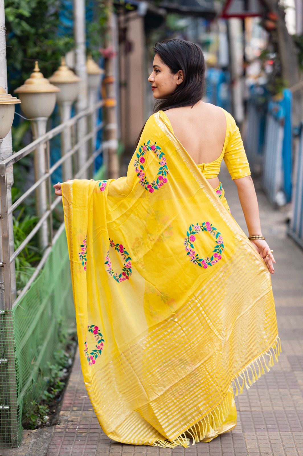 Pure Georgette Embroidery Saree