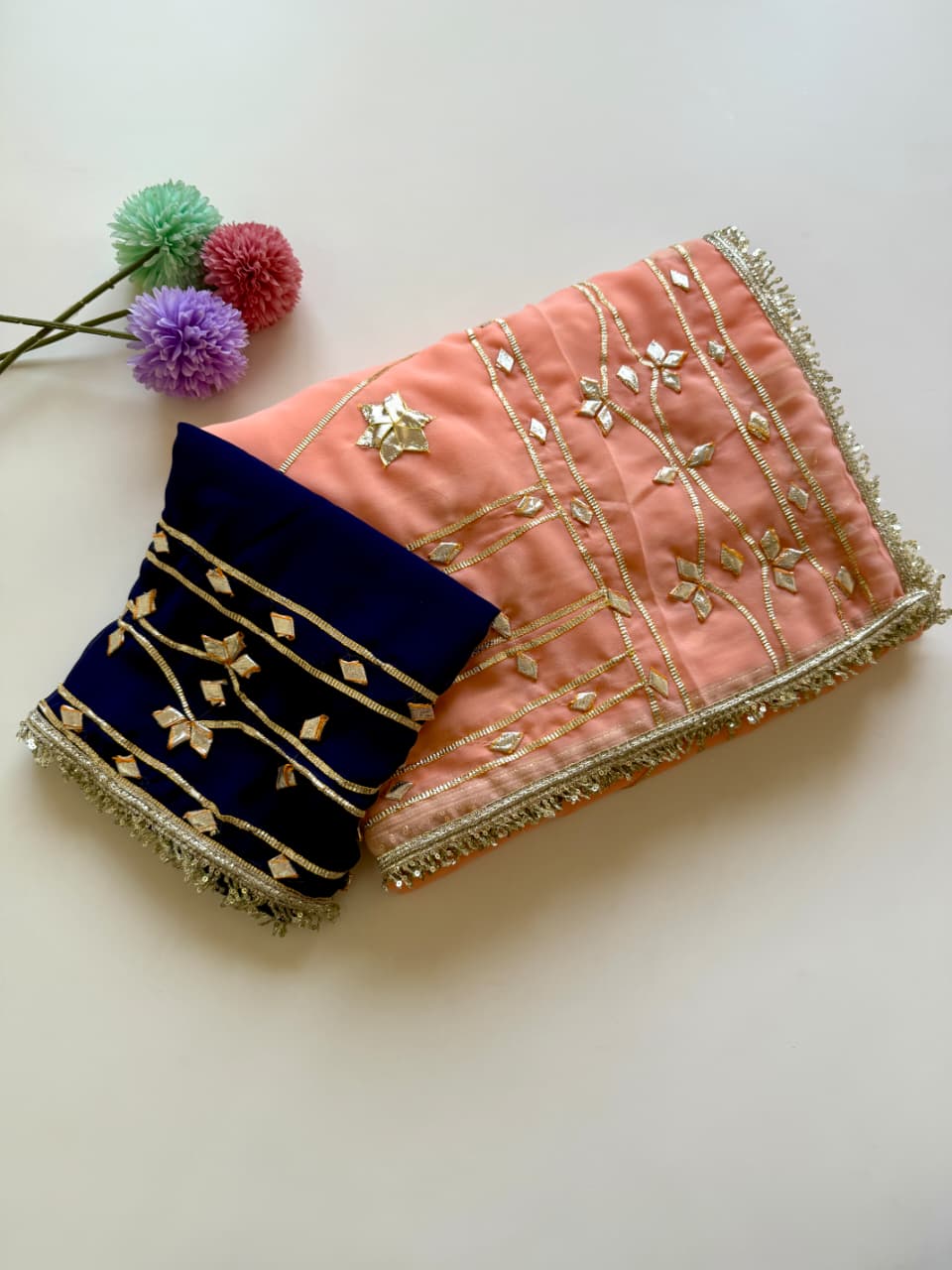 Original Hand Kachhi Gotta Work Heavy Wedding Sarees