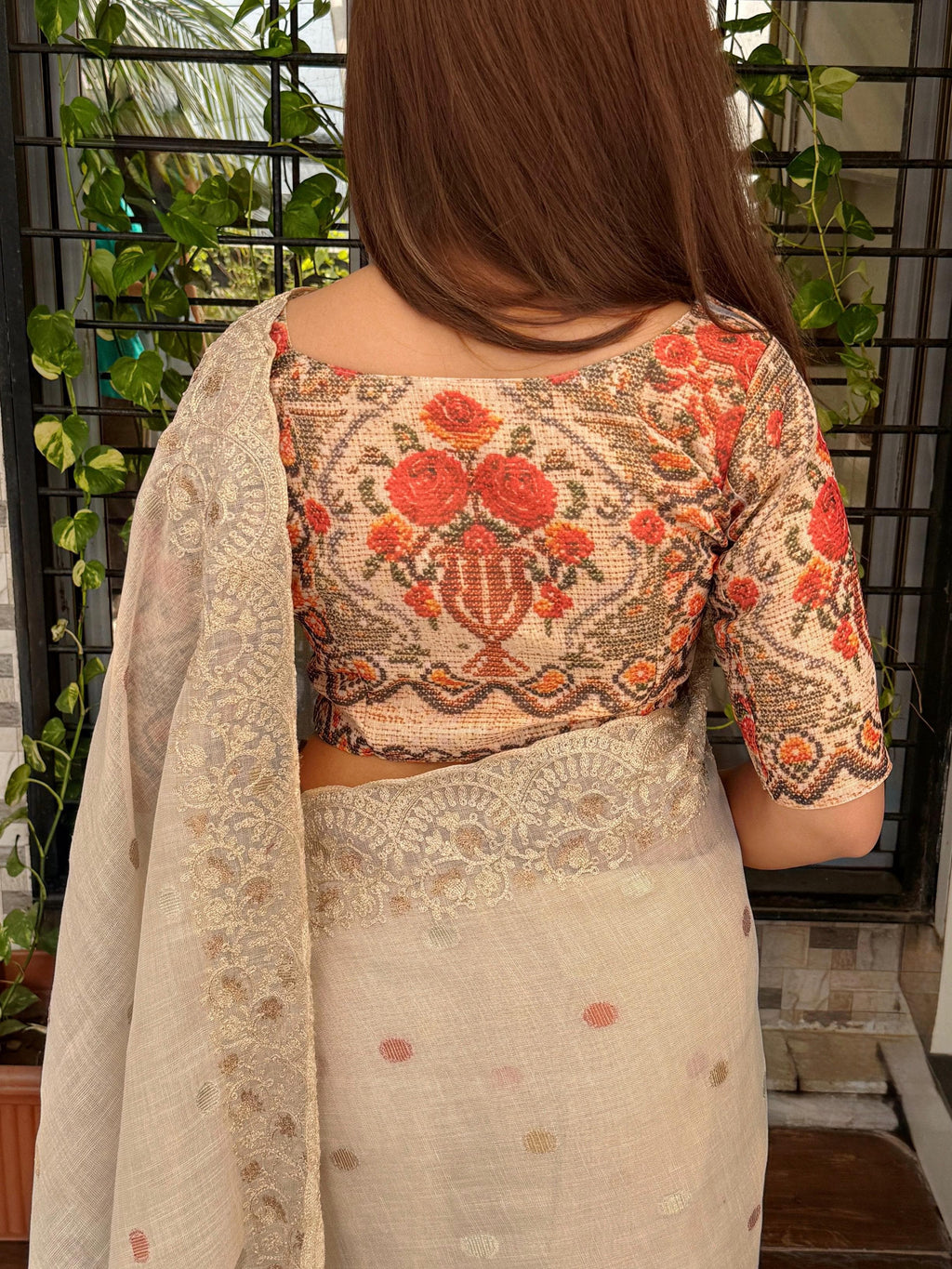 Nayanthara Linen Cotton Zari Weaving Saree