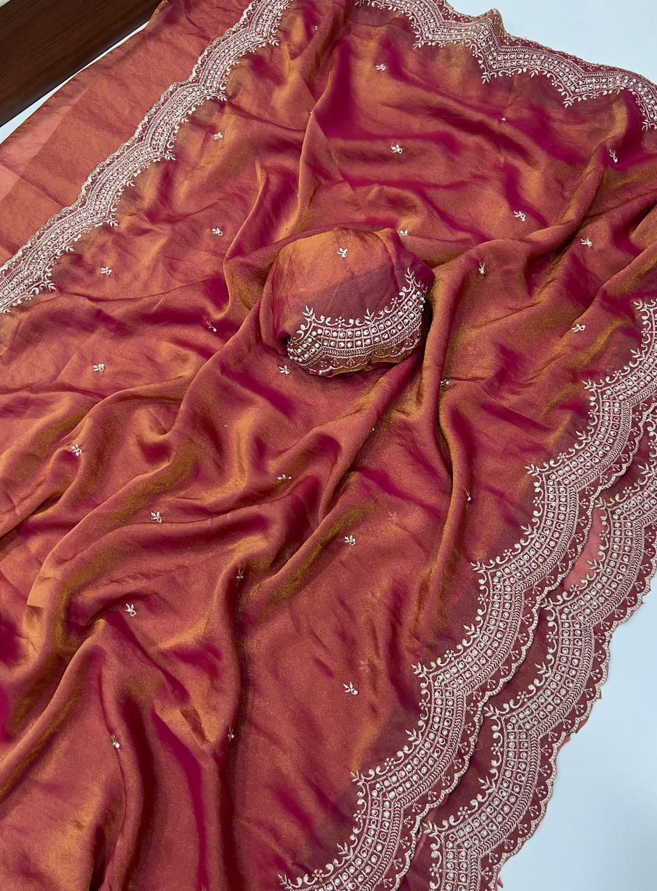 Multi Emrodairy Work Saree