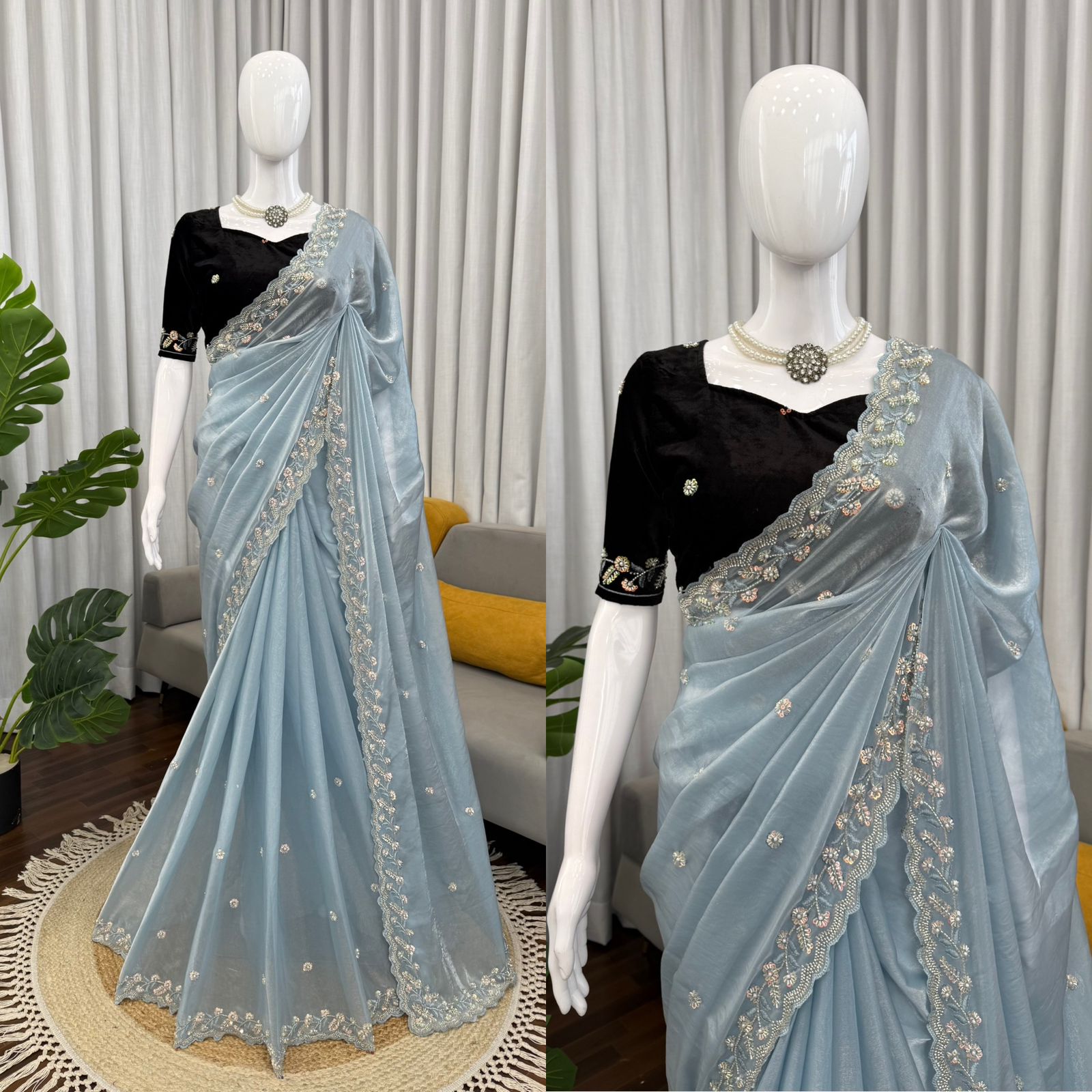 Fendy Silk Sky Wedding Saree