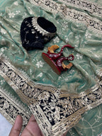 Wedding Special Mosa Silk  Embroidery Saree