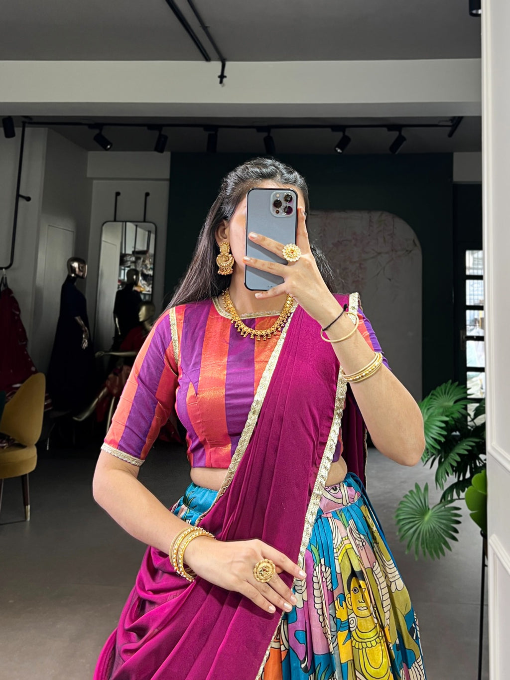 KALAMKARI ART LAHENGA CHOLI