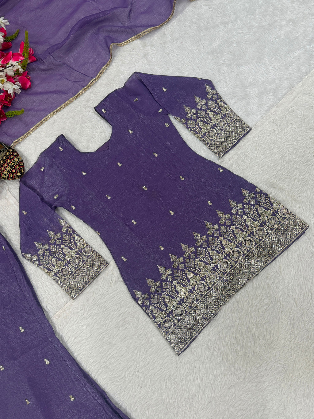 Designer Party Wear Look Top Plazzo