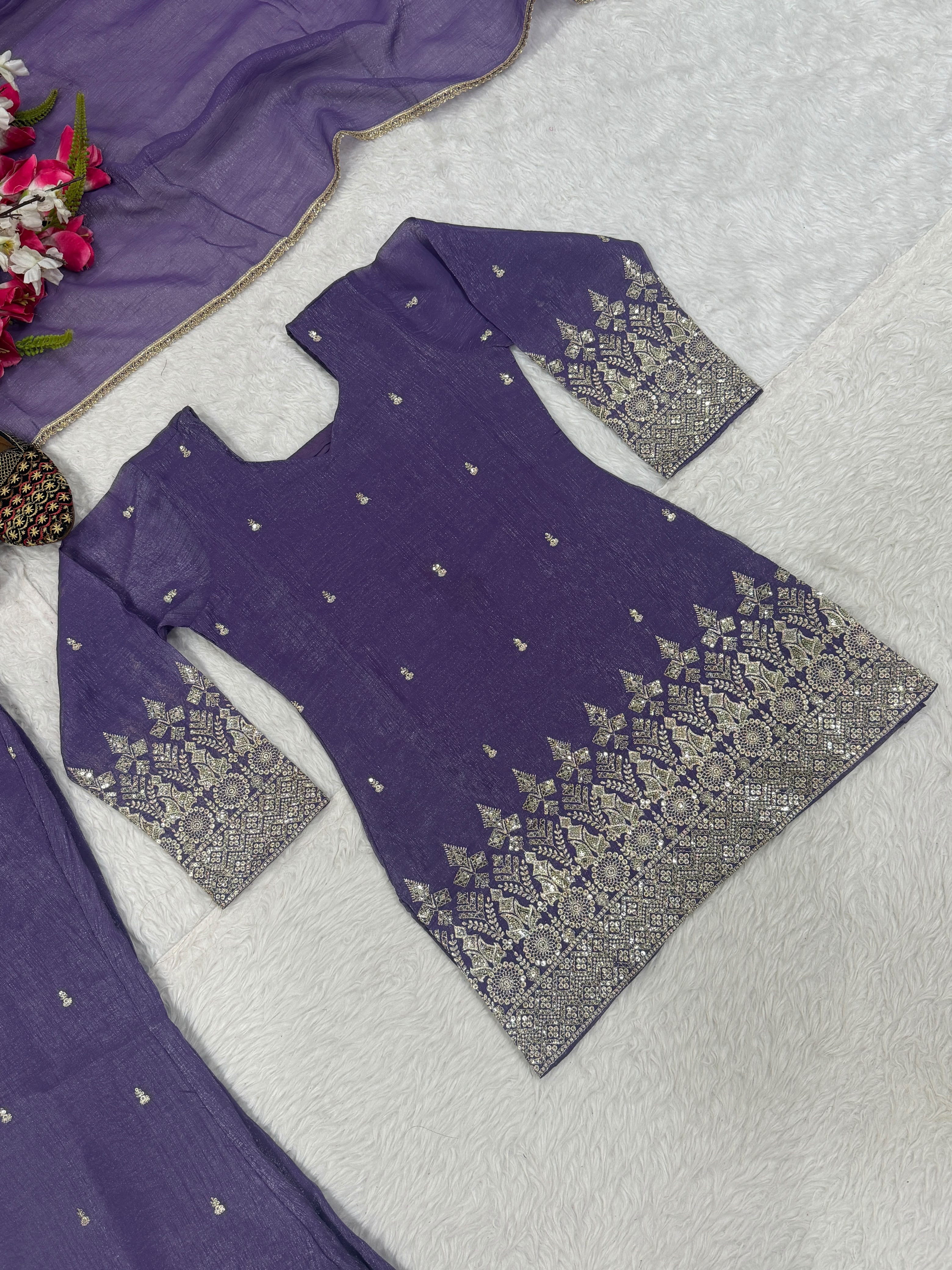 Designer Party Wear Look Top Plazzo