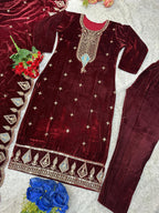 Wedding special velvet Paisley Suit set