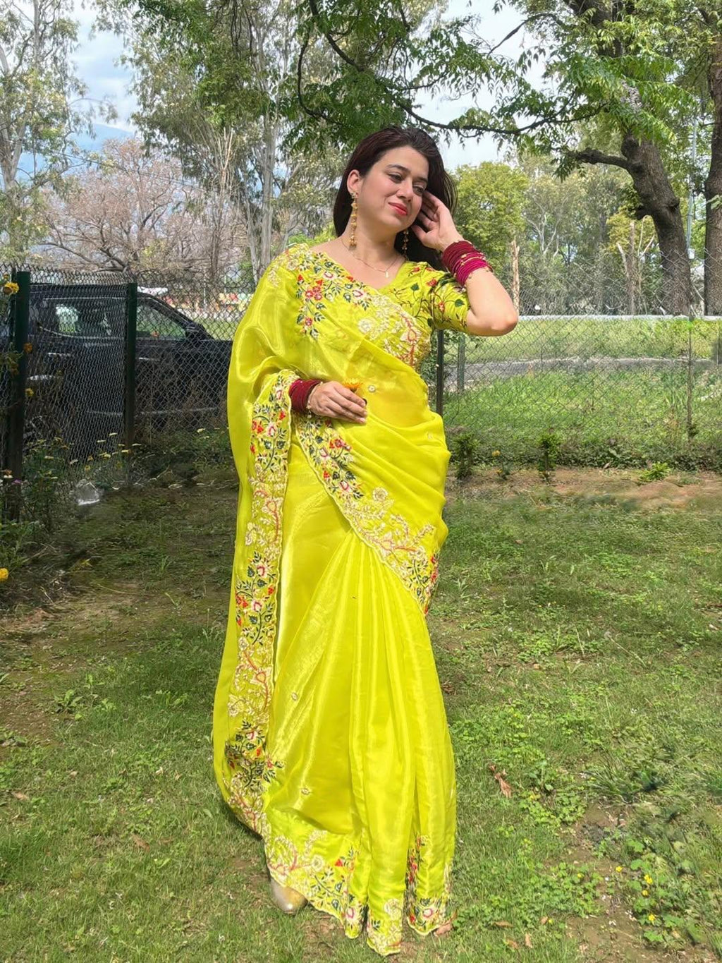 Party Wear Zimmy Chu Lemon Saree