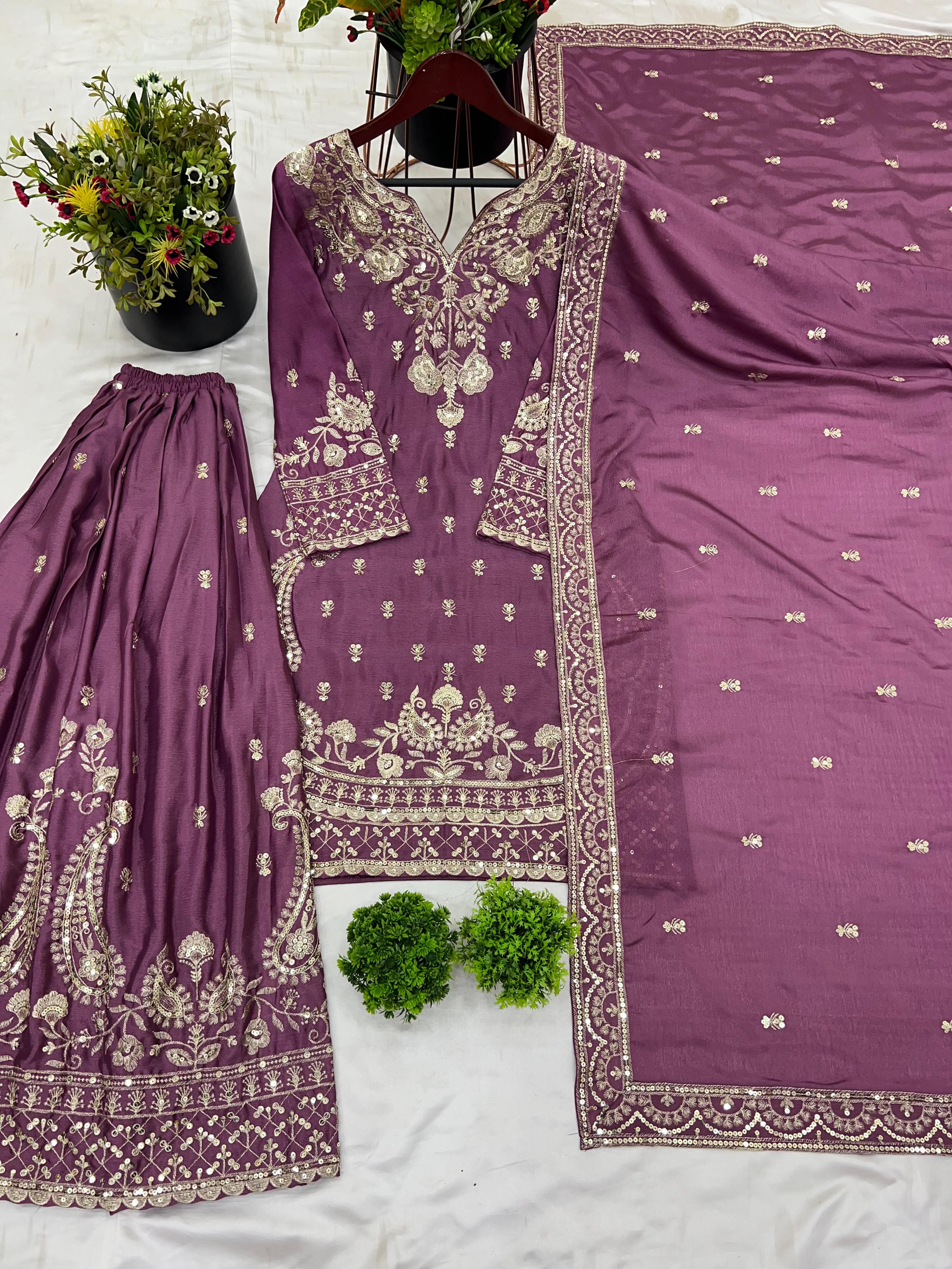 Party Wear Look Top-Plazzo And Dupatta