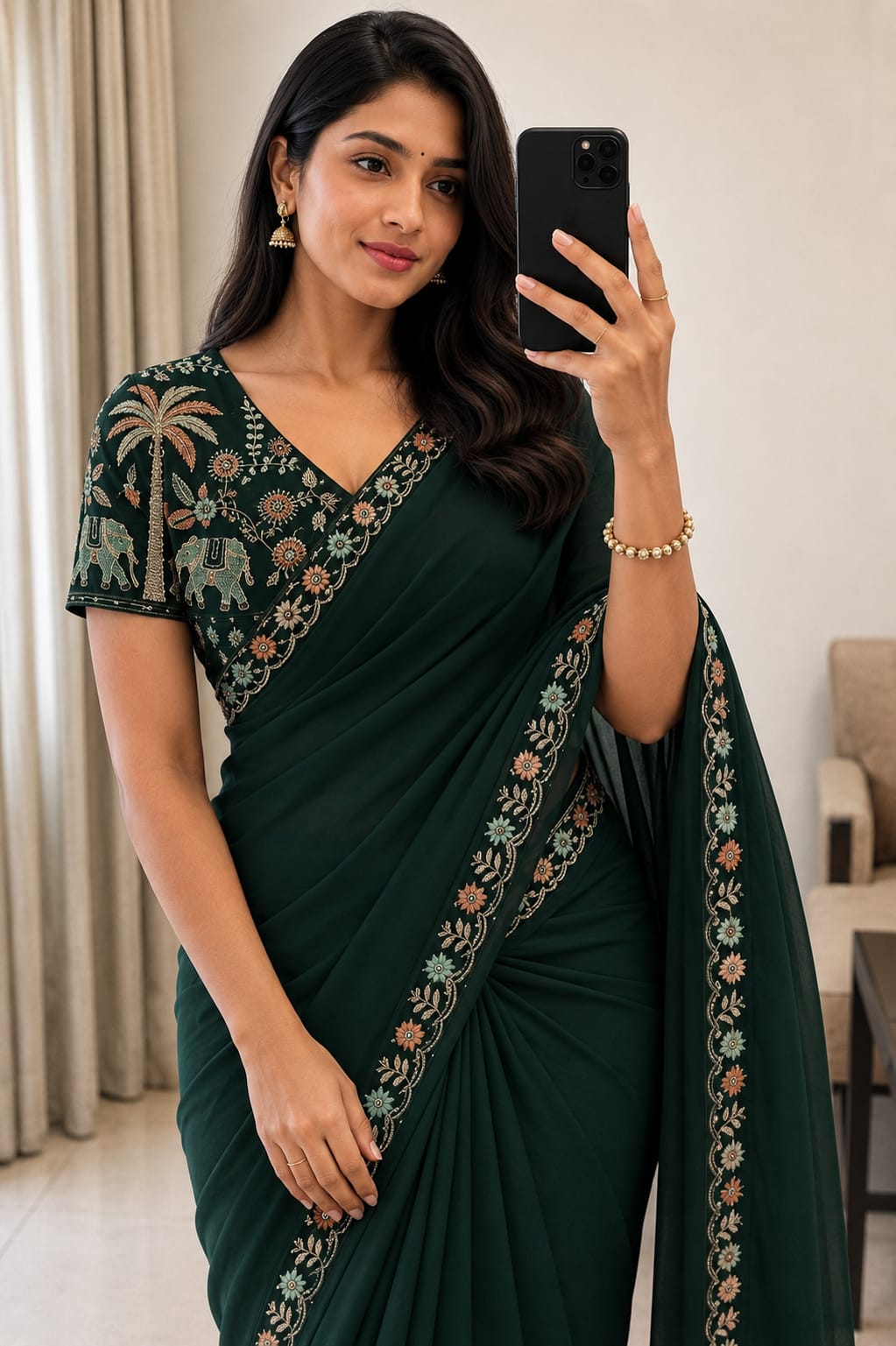 Star Georgette Multi Emrodairy Sequence Saree