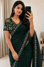 Star Georgette Multi Emrodairy Sequence Saree